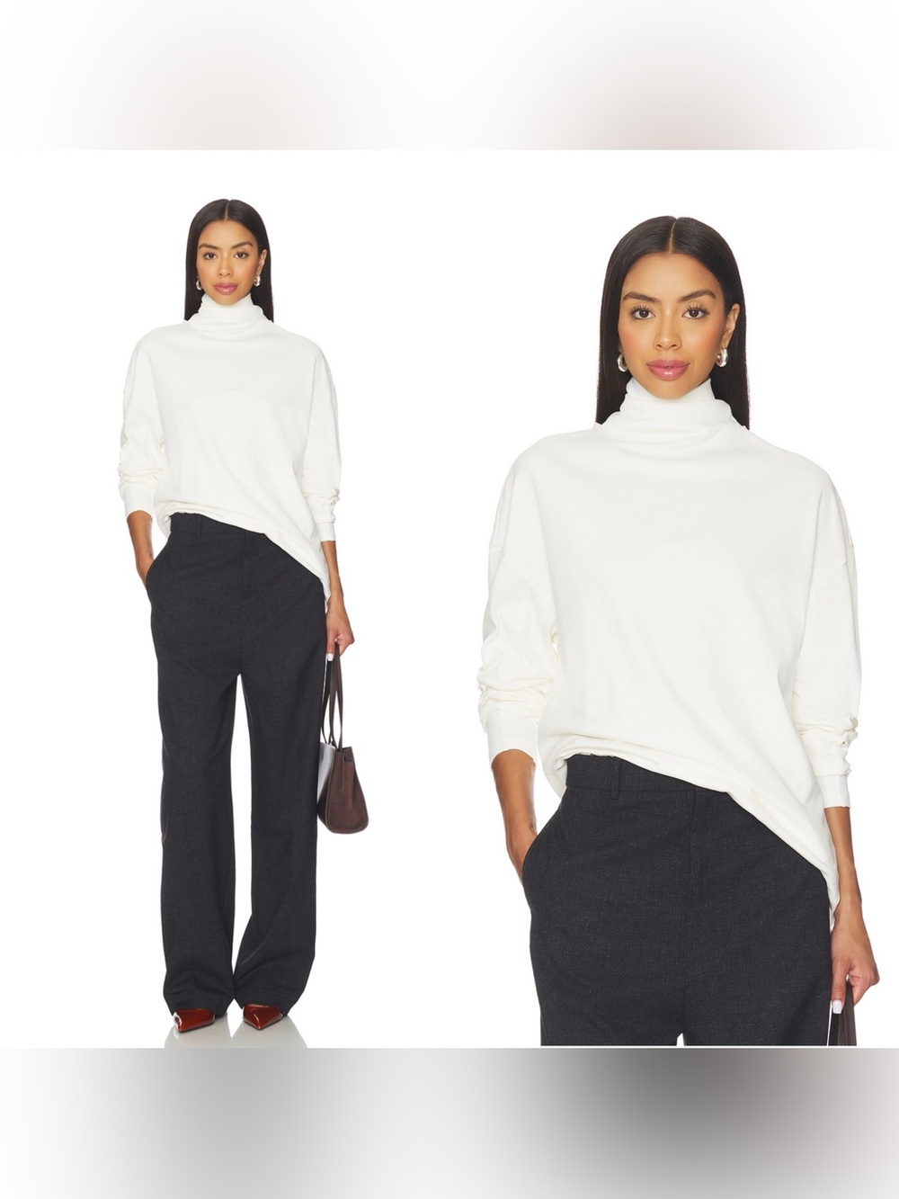 NWT EAVES LENE Tie neck tee in white/ivory